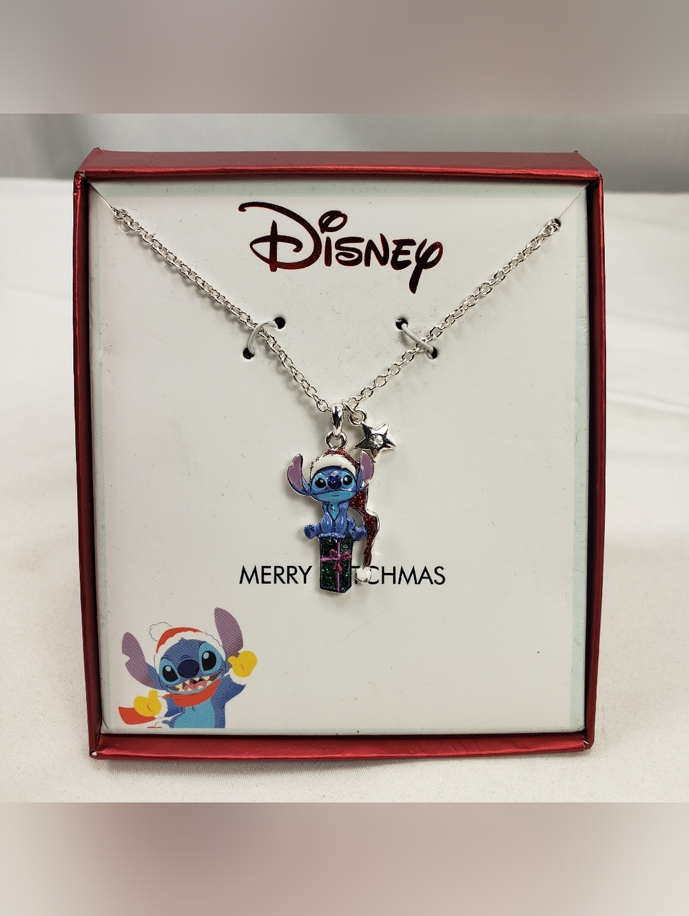 Disney Stitch Merry Stitchmas Necklace New In Box